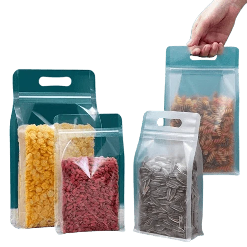 Sachets Zip Alimentaires Transparent Lot de 50 Pièces avec Poignée