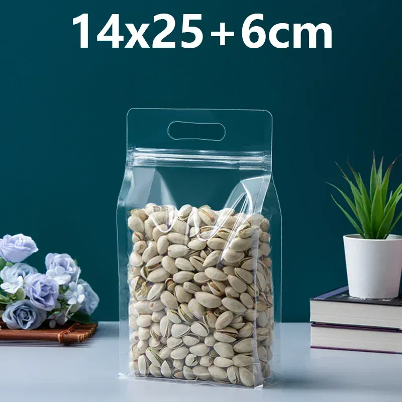 Sachets Zip Alimentaires Transparent Lot de 50 Pièces avec Poignée