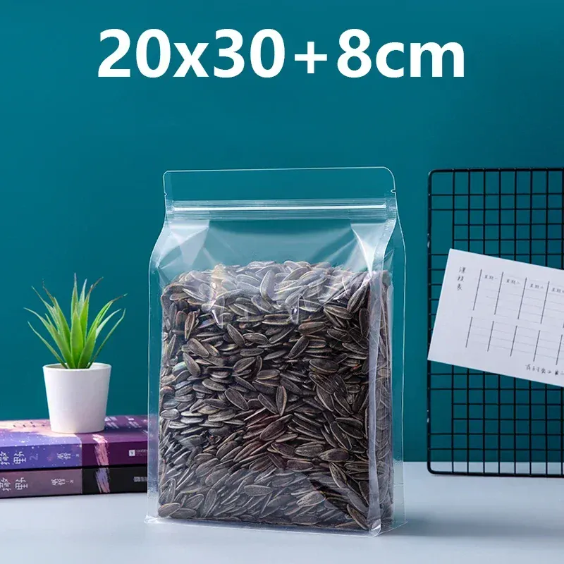 Sachets Zip Alimentaires Transparent Lot de 50 Pièces avec Poignée