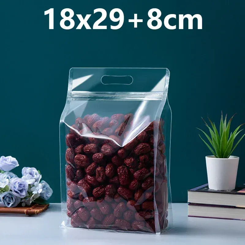 Sachets Zip Alimentaires Transparent Lot de 50 Pièces avec Poignée