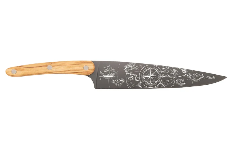 Couteau de chef Deejo Saporem Mundi 20cm manche en bois d'olivier