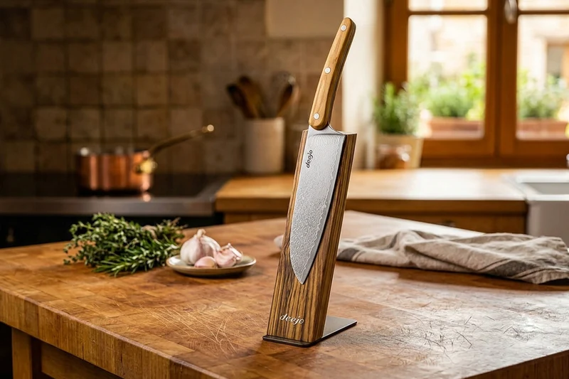 Couteau santoku Deejo lame damas 17cm Édition limitée 2025 avec support magnétique