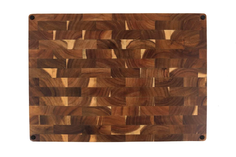 Billot de cuisine Wusaki en bois d'acacia réversible damier 48 x 35 x 3,8cm