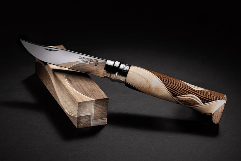 Couteau Opinel N°08 Chaperon lame poliglace et manche 4 bois