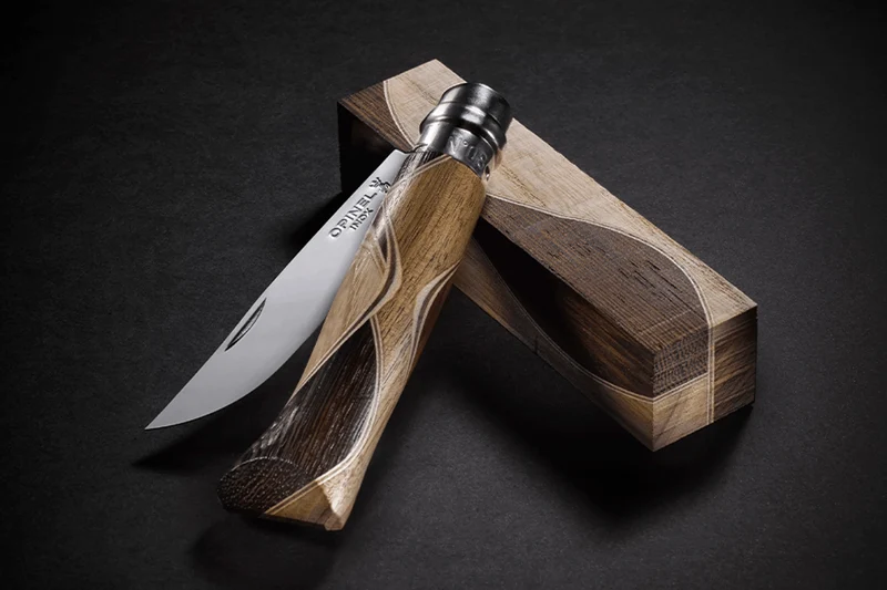 Couteau Opinel N°08 Chaperon lame poliglace et manche 4 bois