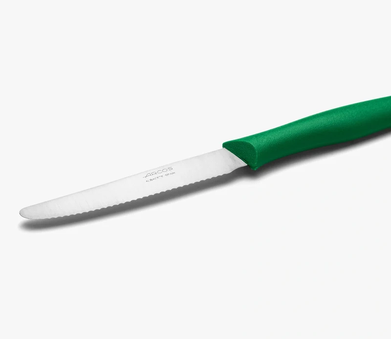 Cuchillo Mesa Color Verde Con Sierra Serie Nova 110 mm