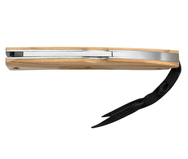 Couteau pliant LionSteel Opera acier damas manche 10cm + lacet