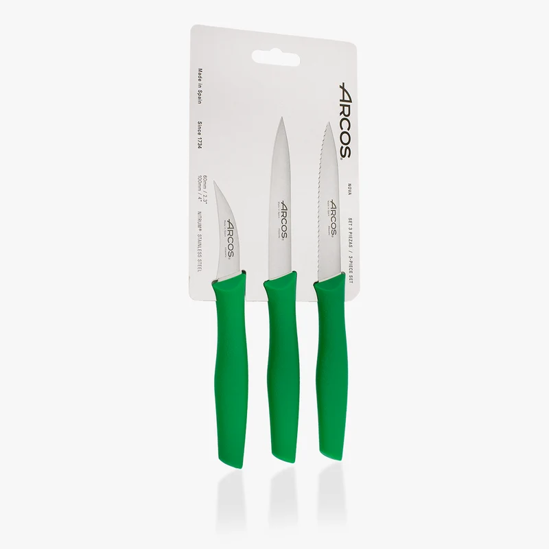 Juego de 3 cuchillos Mondadores color Verde Serie Nova