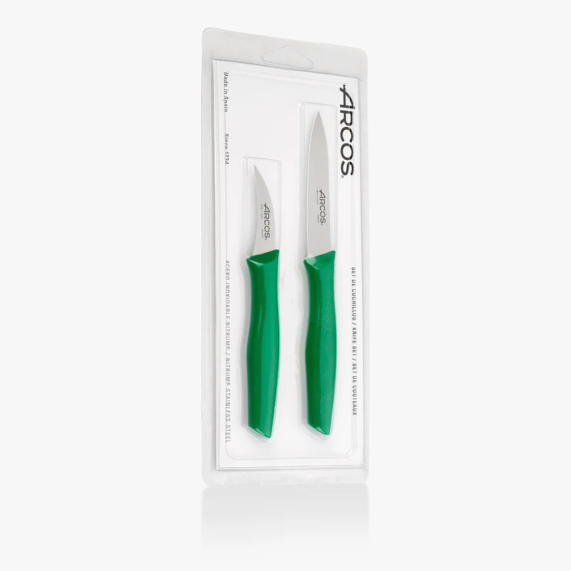 Juego cuchillos mondadores color verde Serie Nova