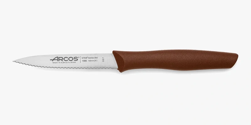Cuchillo Mondador Color Marrón Serrado Serie Nova 100 mm