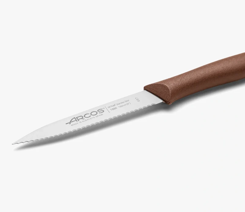 Cuchillo Mondador Color Marrón Serrado Serie Nova 100 mm