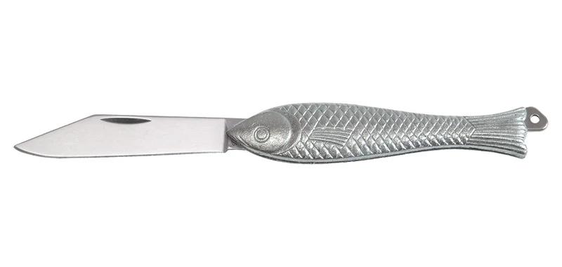 Couteau de Poche Forme Poisson Argenté Mikov