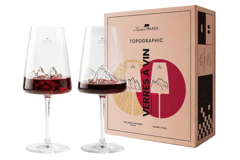 Coffret de 2 verres à vin Alaskan Maker Topographic Tre Cime di Lavaredo & Tofane