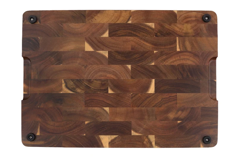 Planche à découper Wusaki bois d'acacia damier pieds antidérapants 40 x 28,5 x 2,5cm