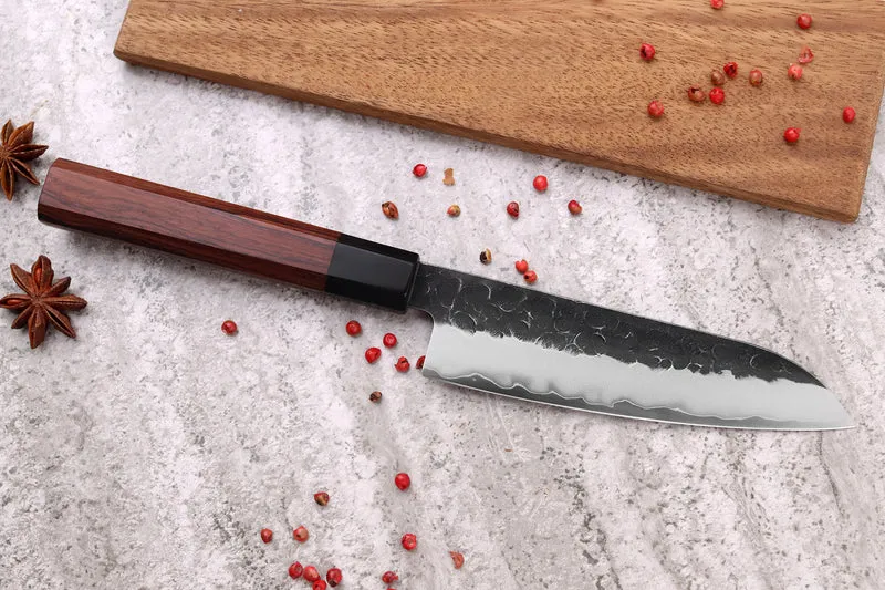 Couteau santoku Sayuto Séquoia San Mai martelé 13,5cm