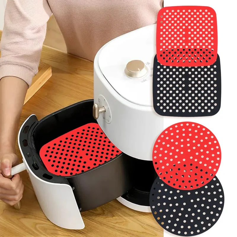 Moule Silicone Air Fryer Réutilisable - Lot de 2 Pièces Rondes