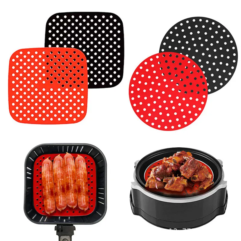 Moule Silicone Air Fryer Réutilisable - Lot de 2 Pièces Rondes