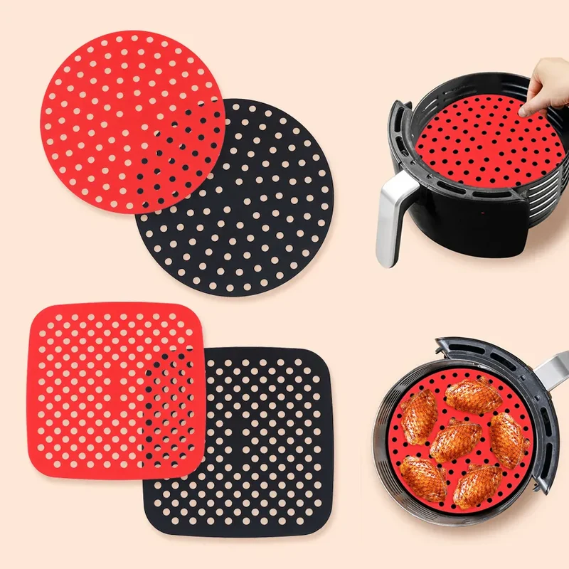 Moule Silicone Air Fryer Réutilisable - Lot de 2 Pièces Rondes
