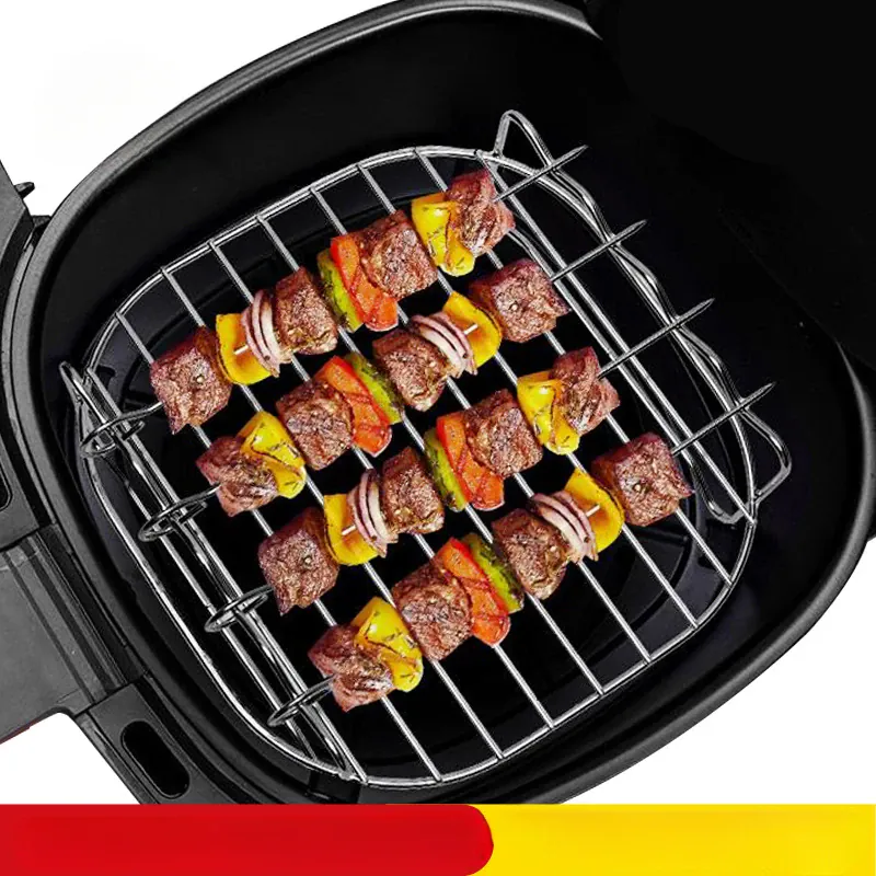 Grille Inox Air Fryer avec Brochettes et Supports - 5 pièces