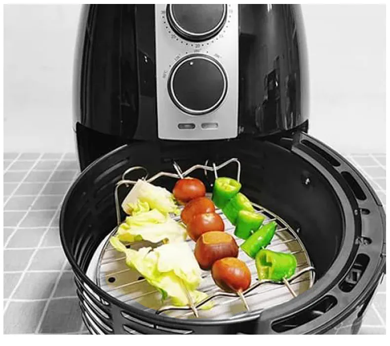 Grille Inox Air Fryer avec Brochettes et Supports - 5 pièces