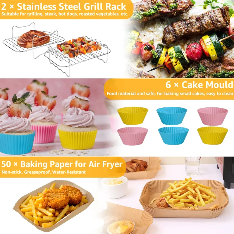 Kit Accessoires Friteuse Air Fryer - 20 Pièces Multifonctionnelles