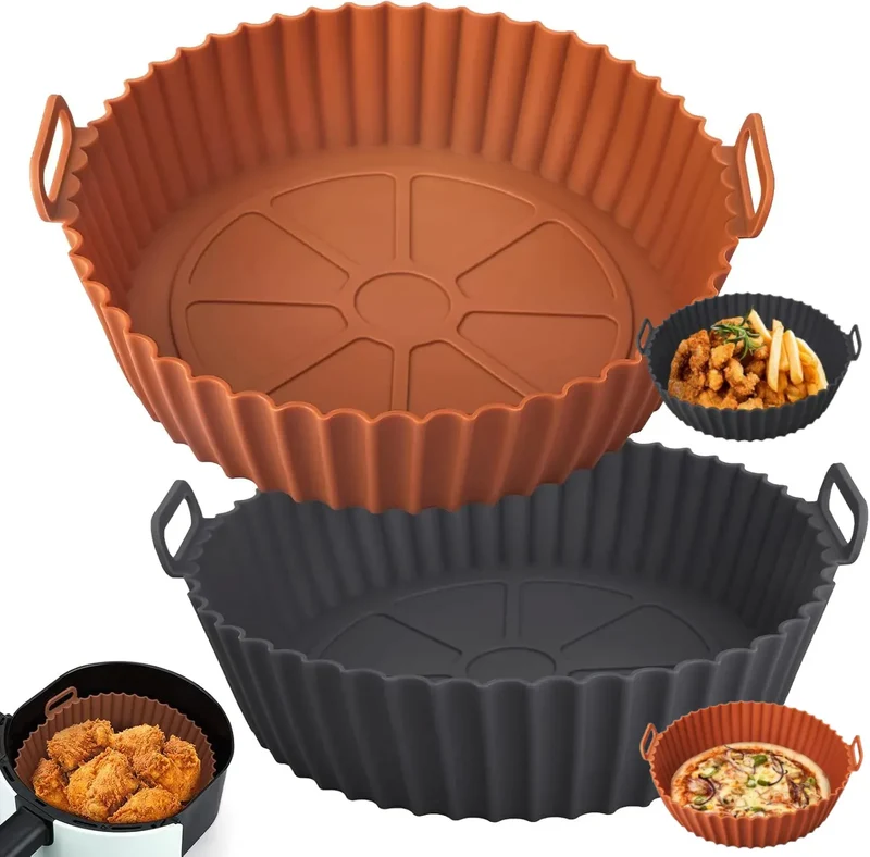 Moule Silicone Réutilisable Air Fryer Rond - Lot de 2 Pièces