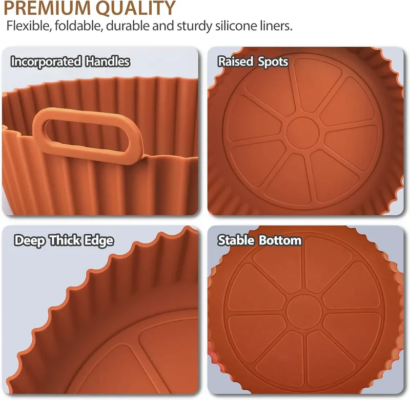 Moule Silicone Réutilisable Air Fryer Rond - Lot de 2 Pièces