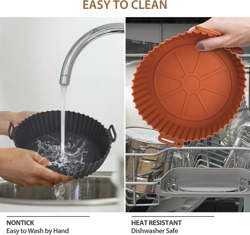 Moule Silicone Réutilisable Air Fryer Rond - Lot de 2 Pièces