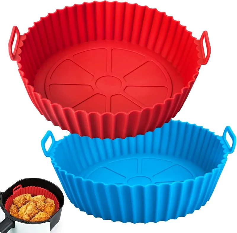 Moule Silicone Réutilisable Air Fryer Rond - Lot de 2 Pièces