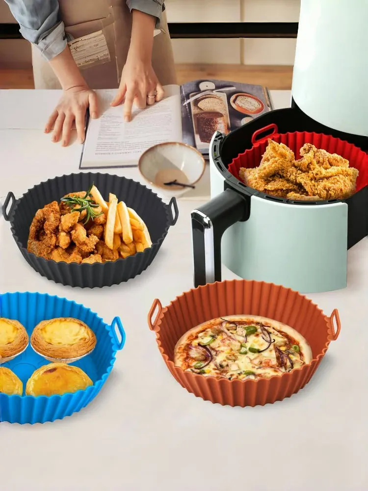 Moule Silicone Réutilisable Air Fryer Rond - Lot de 2 Pièces