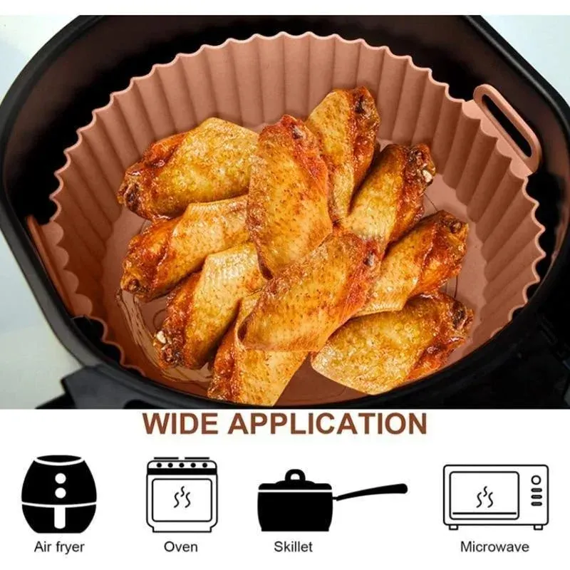 Moule Silicone Réutilisable Air Fryer Rond - Lot de 2 Pièces