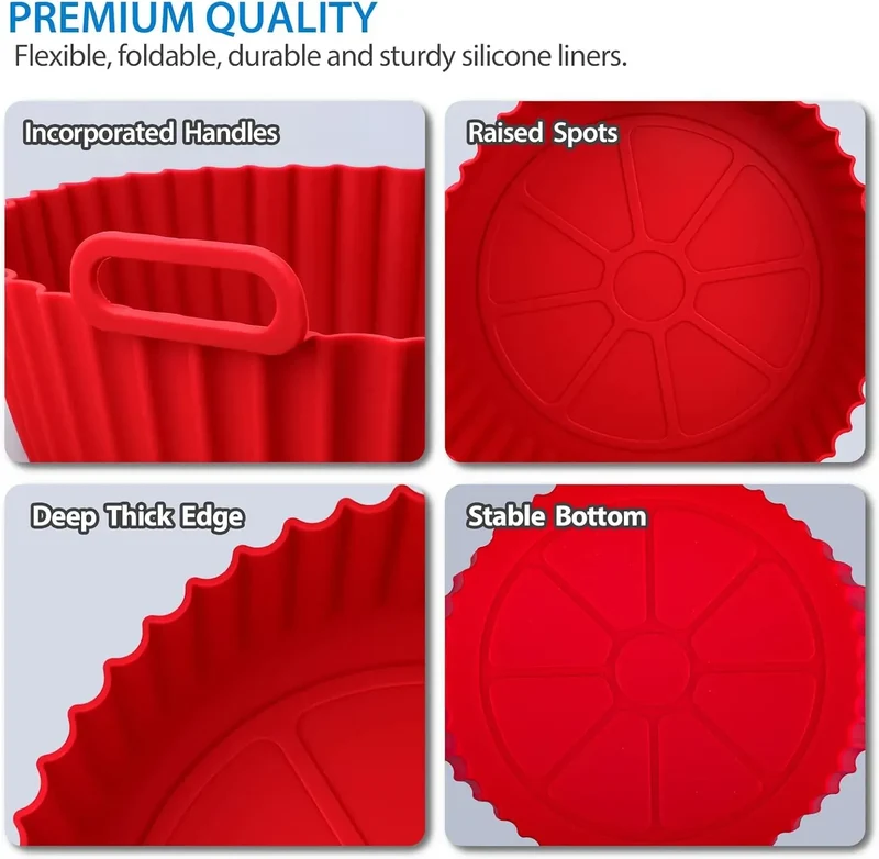 Moule Silicone Réutilisable Air Fryer Rond - Lot de 2 Pièces