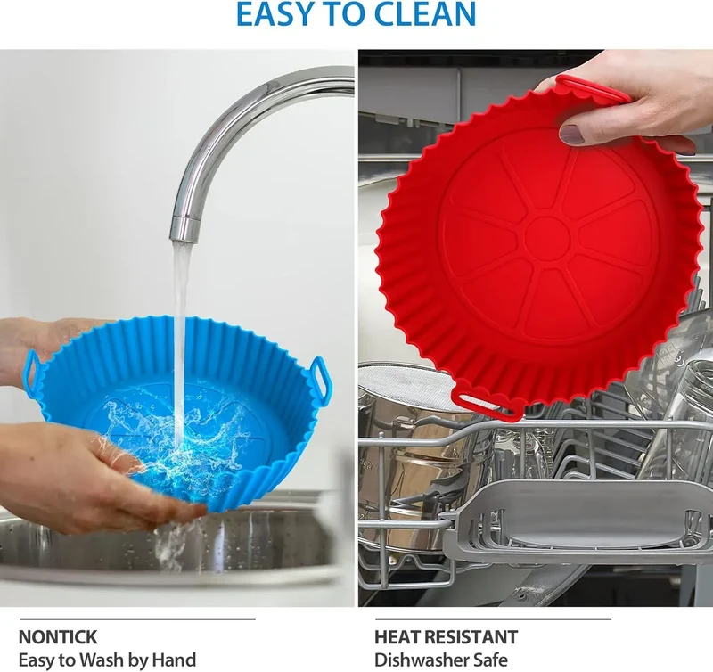 Moule Silicone Réutilisable Air Fryer Rond - Lot de 2 Pièces