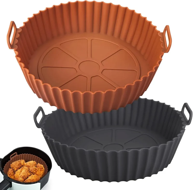 Moule Silicone Réutilisable Air Fryer Rond - Lot de 2 Pièces
