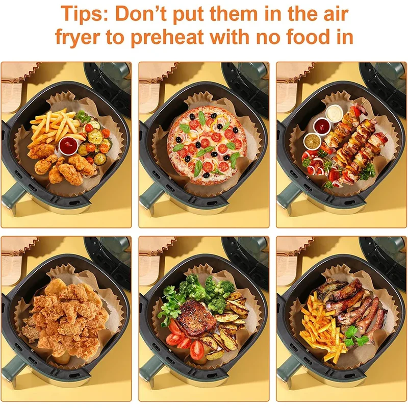 Papier Cuisson Air Fryer Jetable Carré 20cm - Lot de 200 Pièces