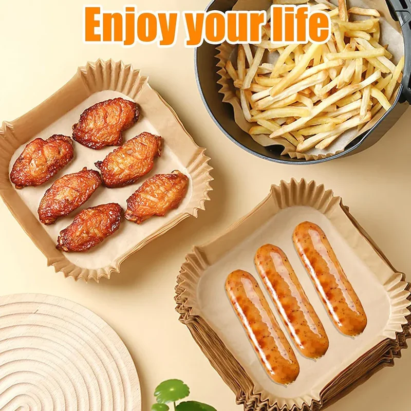 Papier Cuisson Air Fryer Jetable Carré 20cm - Lot de 200 Pièces