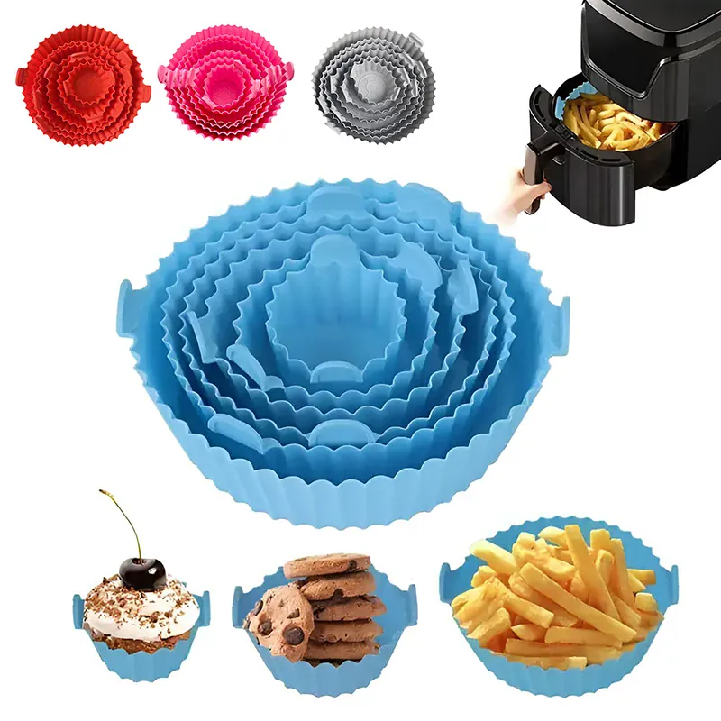Moule Silicone Réutilisable Air Fryer - Lot de 4 Pièces Colorées