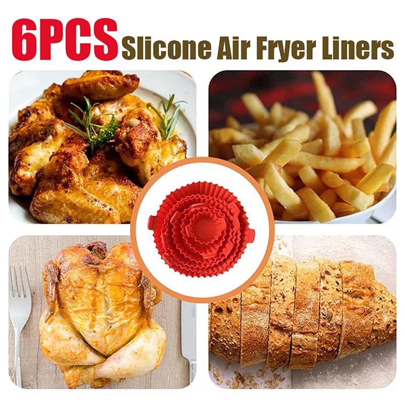 Moule Silicone Réutilisable Air Fryer - Lot de 4 Pièces Colorées