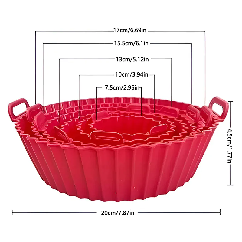 Moule Silicone Réutilisable Air Fryer - Lot de 4 Pièces Colorées