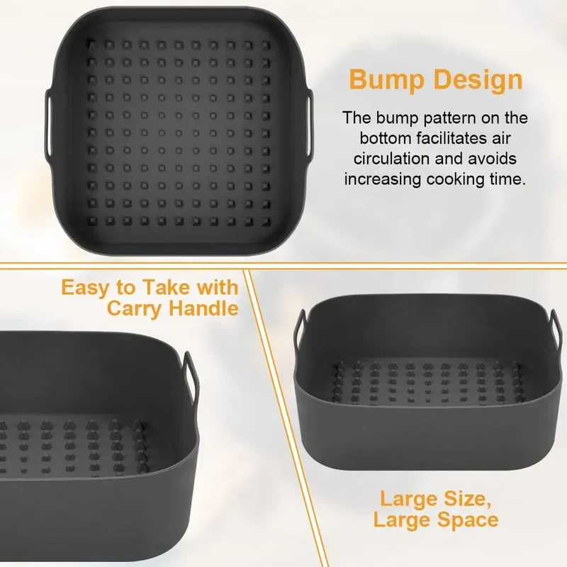 Moule Silicone Air Fryer Réutilisable Carré - Facile à Nettoyer