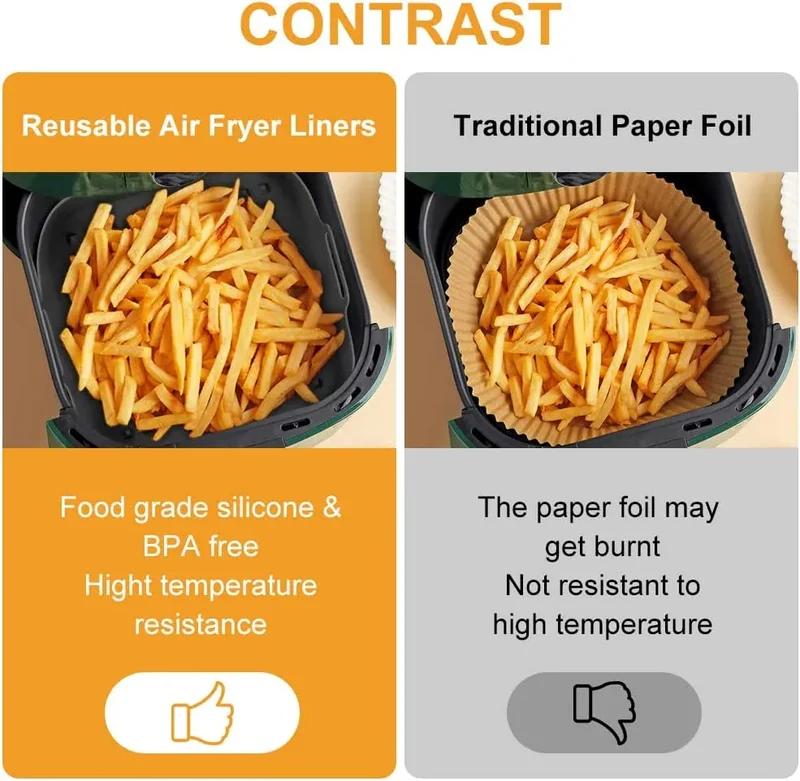Moule Silicone Air Fryer Réutilisable Carré - Facile à Nettoyer