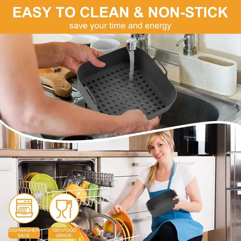 Moule Silicone Air Fryer Réutilisable Carré - Facile à Nettoyer