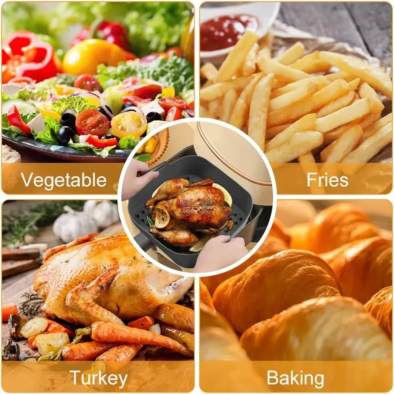 Moule Silicone Air Fryer Réutilisable Carré - Facile à Nettoyer