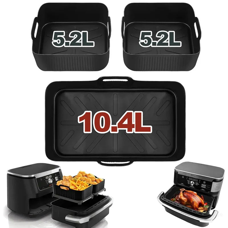 Moule Silicone Réutilisable Air Fryer Lot de 3 Rectangulaires 52L