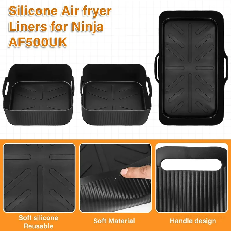 Moule Silicone Réutilisable Air Fryer Lot de 3 Rectangulaires 52L