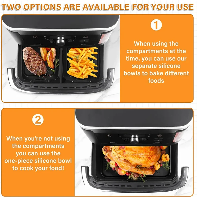 Moule Silicone Réutilisable Air Fryer Lot de 3 Rectangulaires 52L