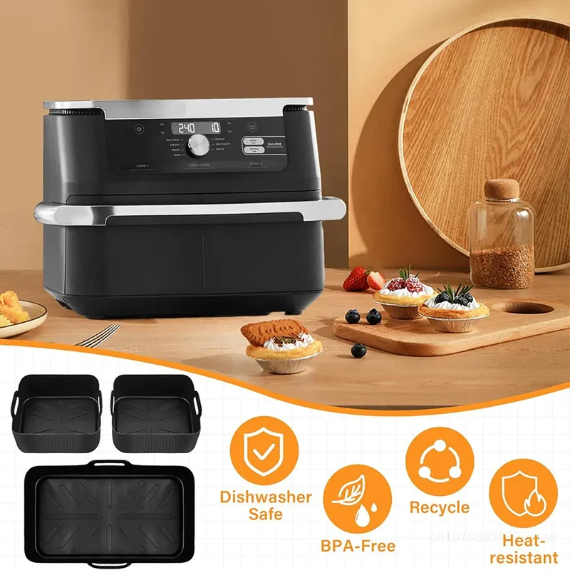 Moule Silicone Réutilisable Air Fryer Lot de 3 Rectangulaires 52L
