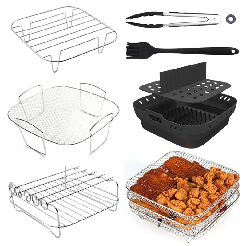 Grille Inox Air Fryer Rectangulaire - Lot de 3 Pièces