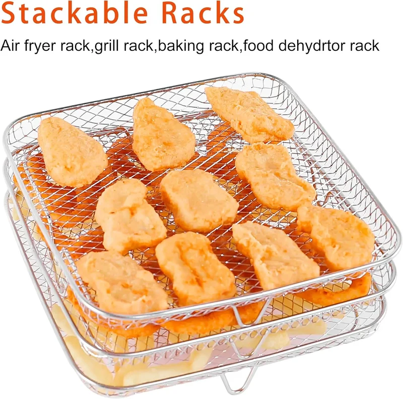 Grille Inox Air Fryer Rectangulaire - Lot de 3 Pièces