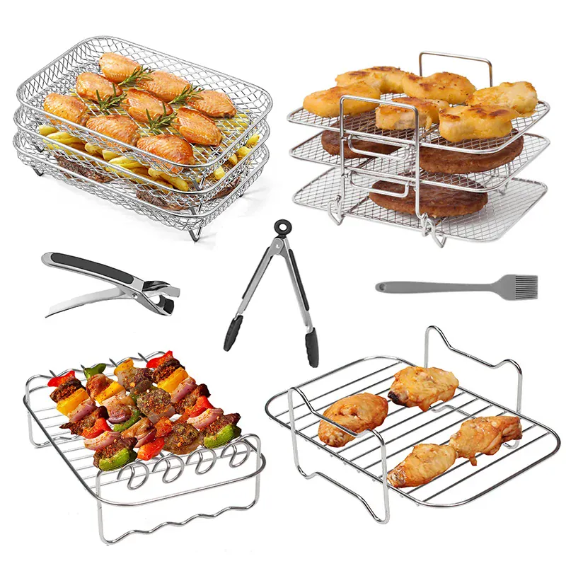 Grille Inox Air Fryer Rectangulaire - Lot de 3 Pièces